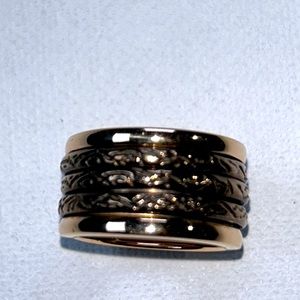 Designer Gold Plated Brass 3 Band Anxiety Spinner Fidget Ring Boho